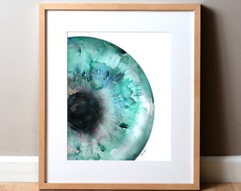 Iris Aquarell Druck - Abstraktes Auge Kunst - Anatomie Kunst - Optometrie und Augenheilkunde Kunst - Türkiser Aquarell Kunstdruck