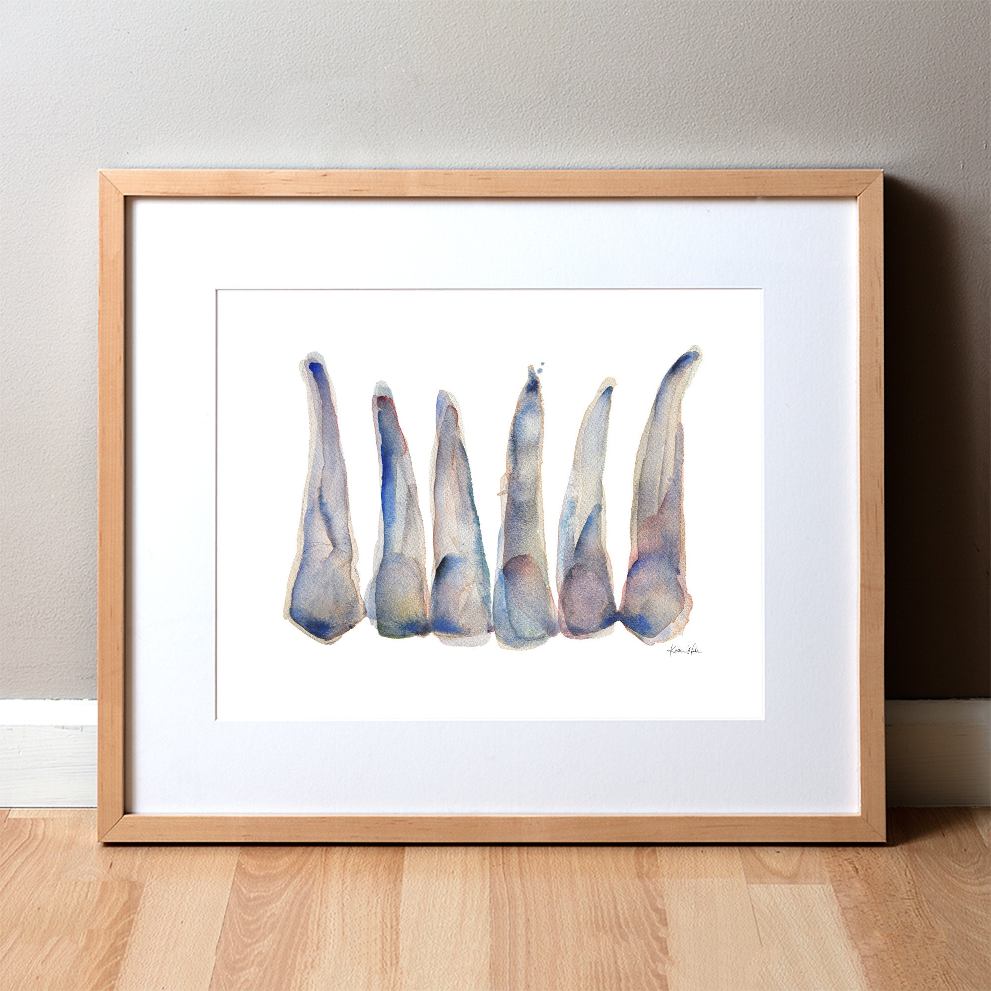 Abstract Maxillary Incisor Teeth Watercolor Print, Dental and Dentistry ...