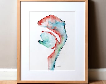 Abstract Airway Anatomy Watercolor Print - Pulmonology ENT OMFS Anatomy Painting
