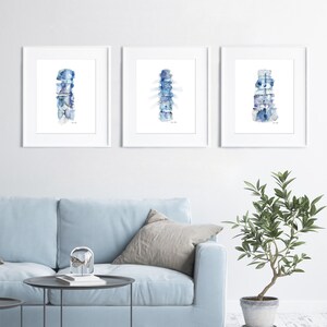 Blue Spine Print Series of 3 Anatomy Art Set 3 Watercolor Prints image 5