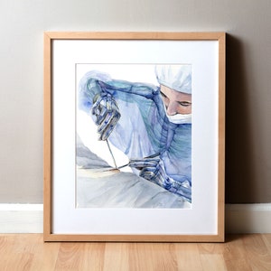 Surgery Ergonomics Watercolor Print - Surgical Art - Gift for Surgeon