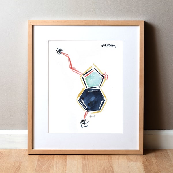 Serotonin Watercolor Print - Happy Hormones - Abstract Anatomy Art Print - Psychiatry Art Print