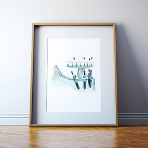 Dental Implants Watercolor Art Print - All On 4 Art Print - OMFS and Dental Anatomy Art