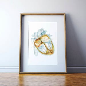 Electrical Pathways Heart Watercolor Art Print Anatomy Art Heart Painting Cardiovascular Art image 1