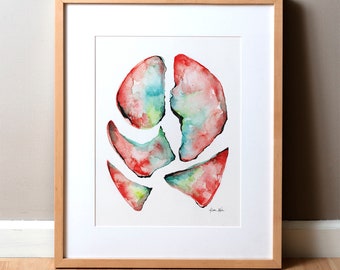 Abstract Lung Anatomy Watercolor Print - Pulmonology Breathing Anatomy Painting