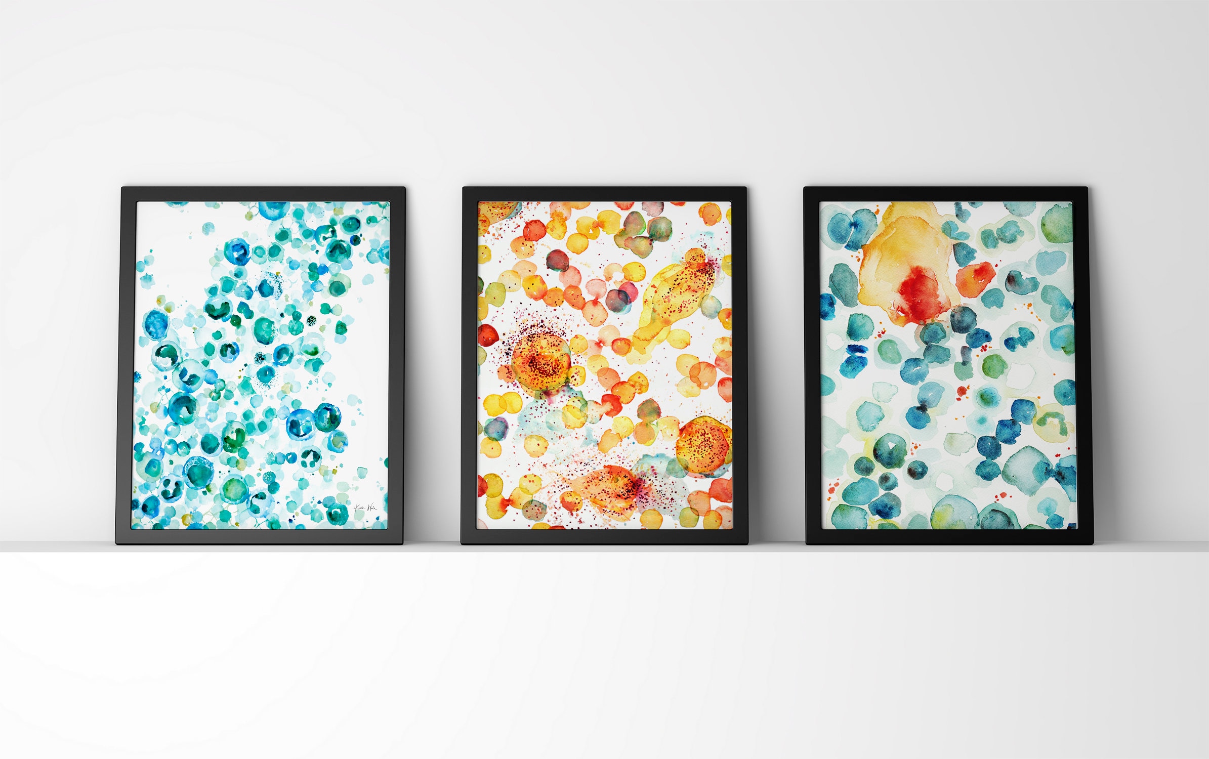 Histology Watercolor  Print Set of 3 - Abstract Anatomy Art