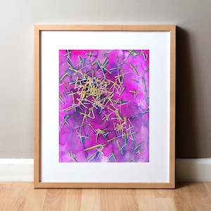Uric Acid Crystals in Pink Watercolor Print - Gout, Arthritis, Rheumatology Art - Abstract Anatomy Art