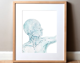 Graceful Lymphatics- Lymphatic System - Gift for Aesthetician - Lymph Anatomy Art
