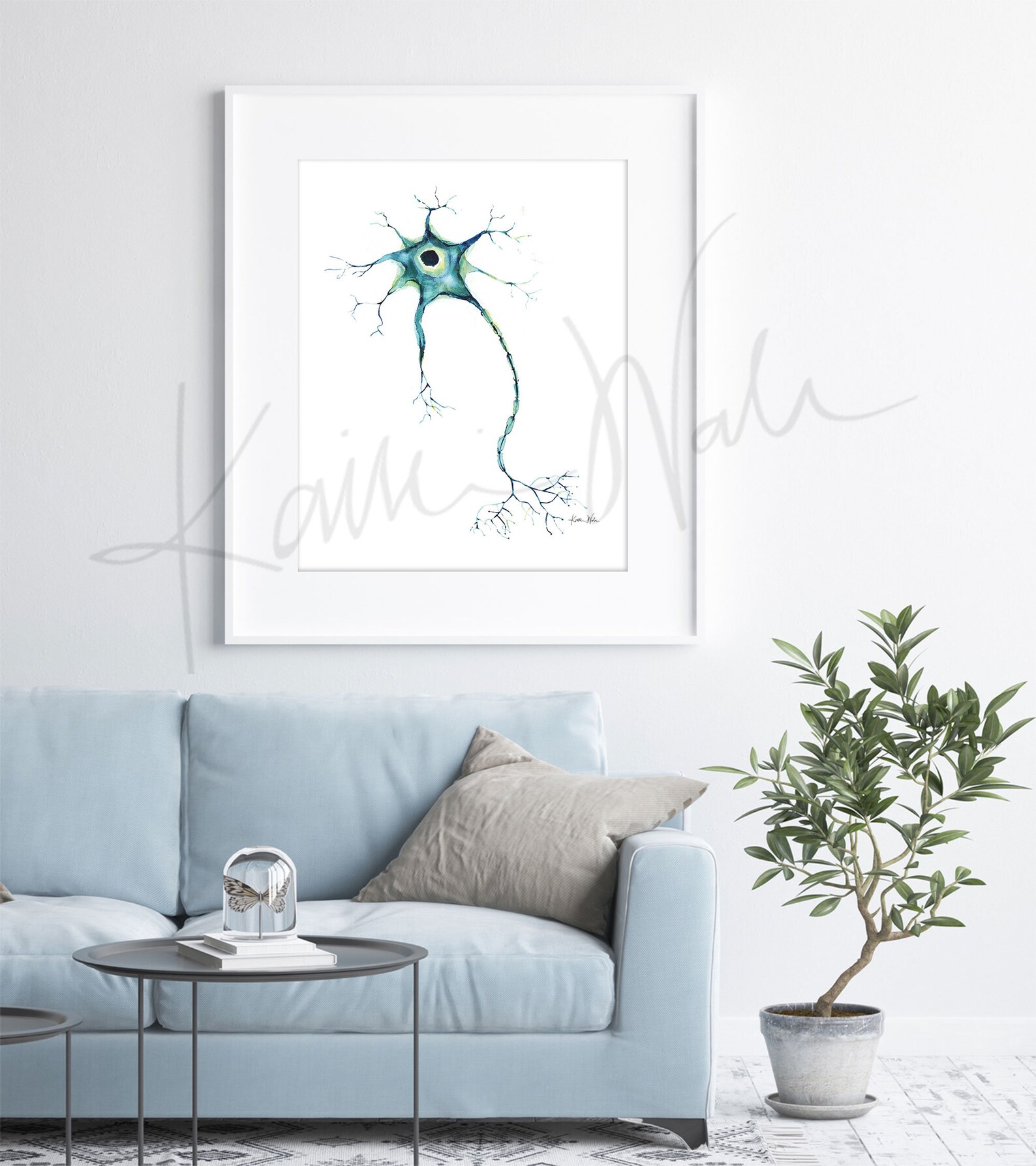 Nerve Cell Watercolor Print - Motor Neuron - Nerve Art - Brain Art ...