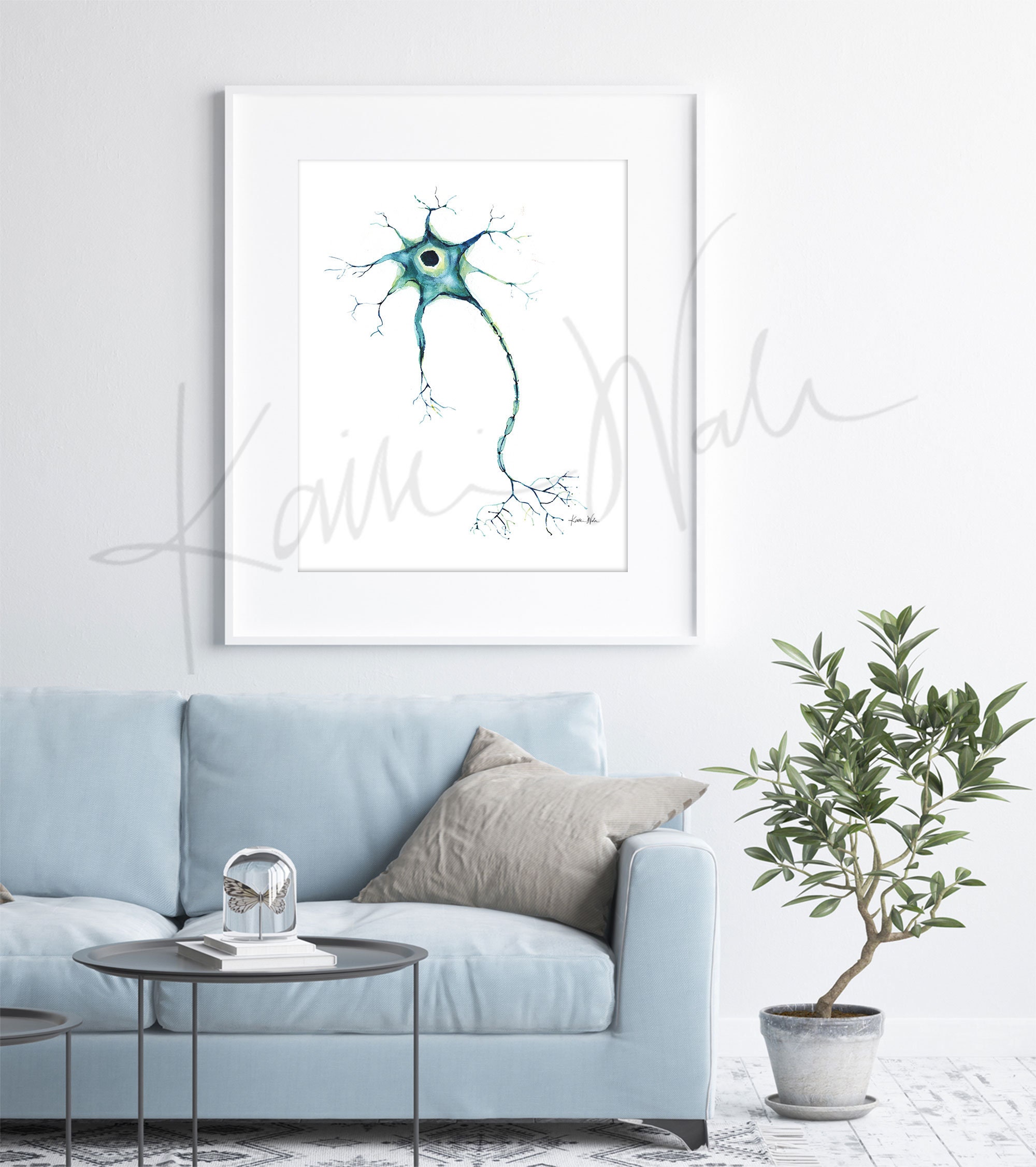 Nerve Cell Watercolor Print - Motor Neuron - Nerve Art - Brain Art ...