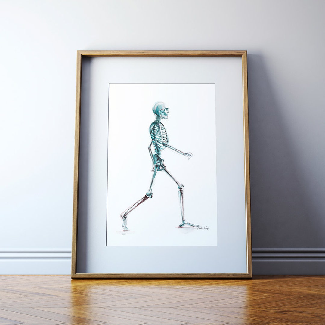 Skeletal System Watercolor Art - Body System Watercolor Print - Medical ...