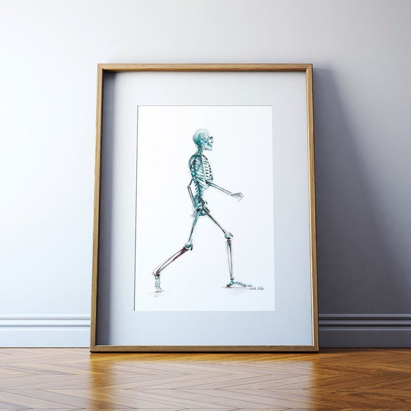 Skeletal System Watercolor Art - Body System Watercolor Print - Medical Art - Anatomy Art