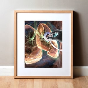 Lung Auscultation Watercolor Print - Lung Art - Pulmonary Art - Pulmonology - Pulmonologist Gift