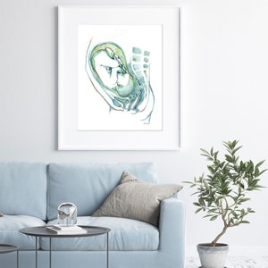 Fetal Anatomy Watercolor Print Pregnancy Anatomy Art Print OBGYN Anatomy Art Print Fertility and Reproductive Print imagem 5