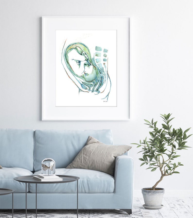 Fetal Anatomy Watercolor Print Pregnancy Anatomy Art Print OBGYN Anatomy Art Print Fertility and Reproductive Print imagem 5