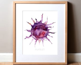 Platelet Watercolor Painting - Hematology Art - Gift for Hematologists - Blood Art - Blood Cells