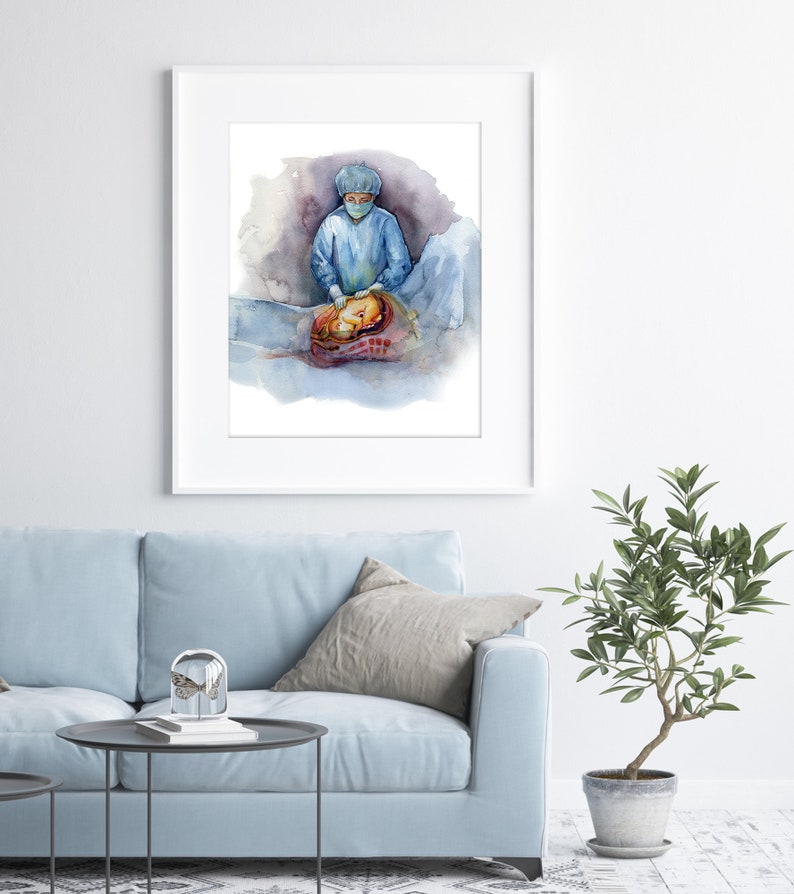 Prepping - C-section Art - OBGYN and Female Reproductive Anatomy Print ...