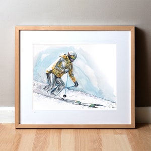 Skier’s Anatomy Watercolor Print - Ski Painting - Winter Art - Ski Art - Anatomy Art