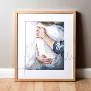 Hug Watercolor Print - Comforting Painting - Waiting Room Art