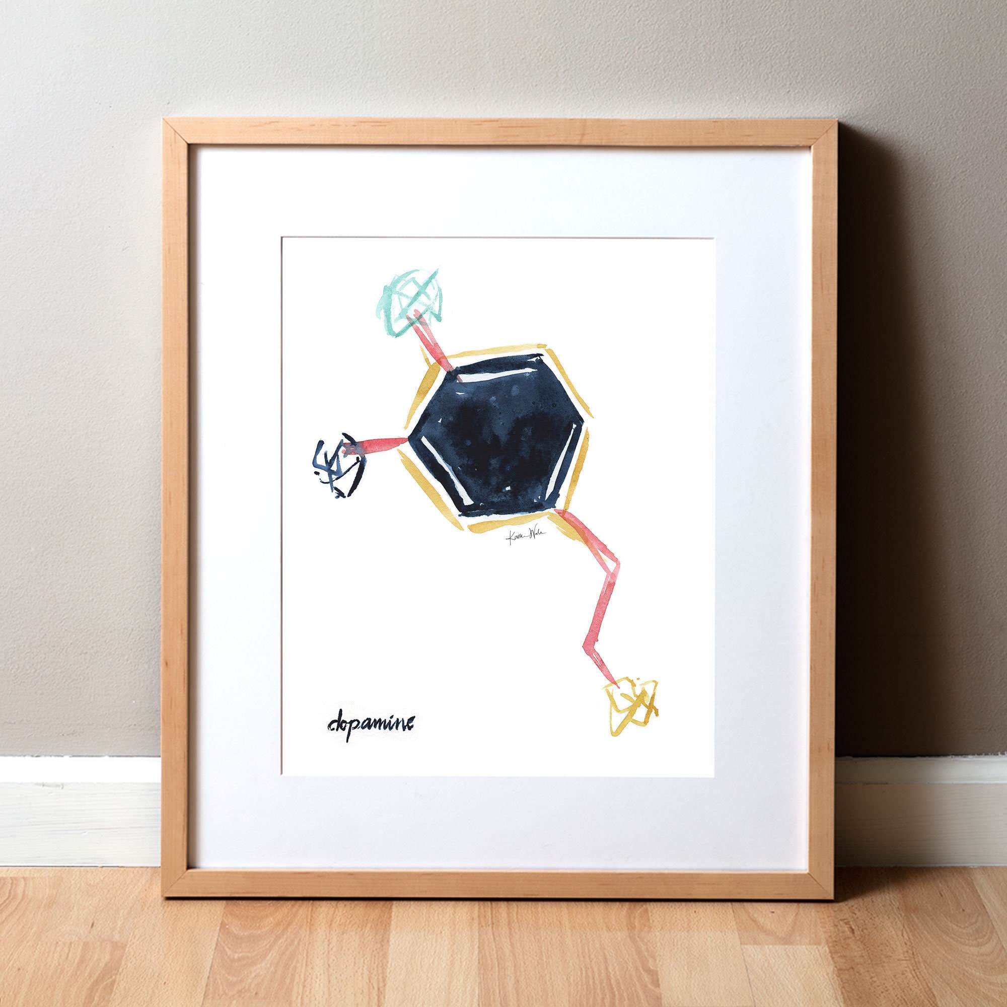 Dopamine Watercolor Print - Happy Hormones - Abstract Anatomy Art