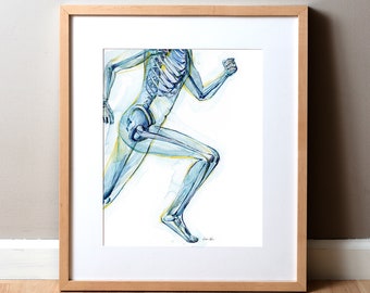 Runner’s Anatomy Watercolor Print - Running Art - Gift for Runners - Art for Runners