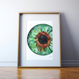 Green Iris Watercolor Print - Abstract Eye Art - Anatomy Art - Optometry and Ophthalmology Art - Teal Watercolor Art Print