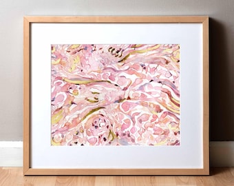 Gilded Dermis Watercolor Print - Skin Cell Art - Dermatology Art - Abstract Anatomy Painting