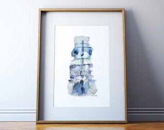 Spine Watercolor Print 3 - Vertebrae Watercolor Print - Anatomy Art