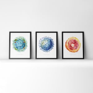 T-Cells Watercolor Print Set - Cytology Art - Cell Art - Cell Paintings - Microbiology - Immune System Art