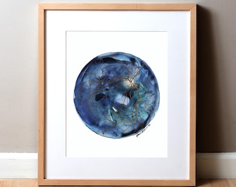 Blue Retina Watercolor Print - Optometry Art - Abstract Eye Art - Eye Doctor Gift