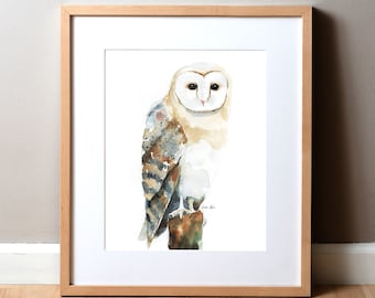 Owl Watercolor Print - Watercolor Painting - Sea Life Painting