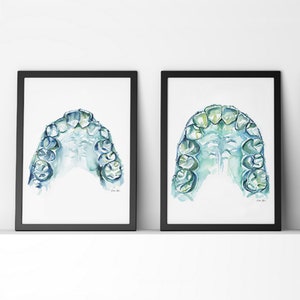 Orthodontics Watercolor Print Set - Dental Art - Dentist Gift - Dentist Office Decor