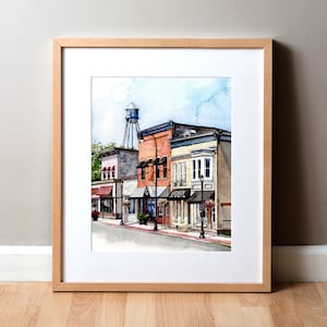 Downtown Waunakee, Wisconsin Watercolor Print - Wisconsin Art Print - Wisconsin Gifts - Madison Art