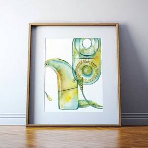 Cochlear Implant Watercolor Print - Audiology, ENT and Speech Path Art