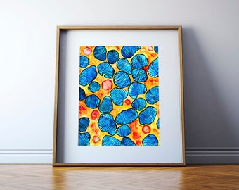 Mitochondria Histology Watercolor Print - Cell Art - Abstract Anatomy Art