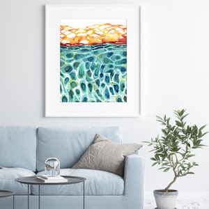 Skin Histology Watercolor Print Skin Cell Art Integumentary System Epidermis Art Abstract Anatomy Art image 5