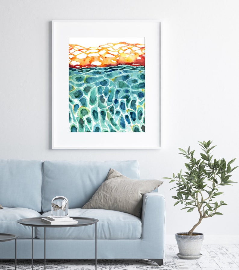 Skin Histology Watercolor Print Skin Cell Art Integumentary System Epidermis Art Abstract Anatomy Art image 5