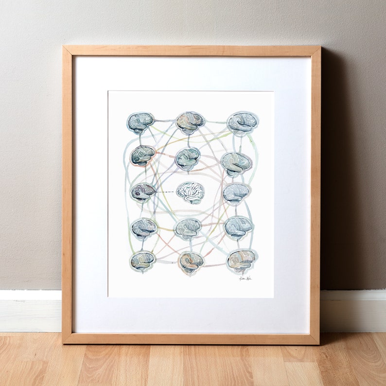 Autism Spectrum Disorder Watercolor Print Unframed - Brain Art - Neurology Art - Autism Awareness image 1