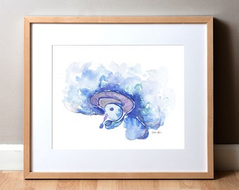 Brain Structures Watercolor Print - Brain Art - Neurology Painting - Neurology Art