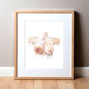 Breast Disease Prevention Watercolor Print  - Cancer Art - OBGYN Art, Breast Cancer Awareness