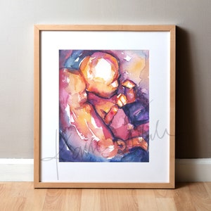 Zwillinge in Utero Aquarell Druck - 3D Ultraschall - OBGYN Art