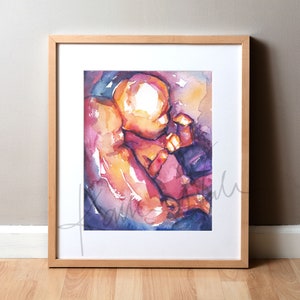 Twins in Utero Watercolor Print - 3D Ultrasound - OBGYN Art