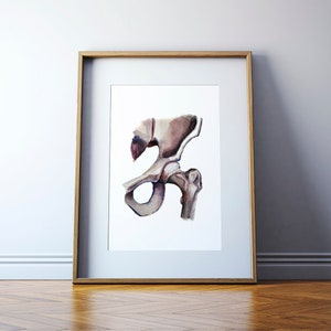 Hip Joint Watercolor Print - Pelvis and Femur Watercolor - Orthopedic Surgery Art - Medical Art - Anatomy Art