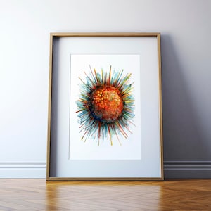 Cancer Cell Watercolor Art Print - Histology Art Print - Cancer Cell Art