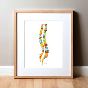 Abstract Spine Watercolor Print, Vertebral Column Art, Spine Art, Medical Illustration Print