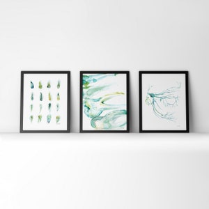 Sea Green Dental Watercolor Print Set - Dental Art - Tooth Art - Gift for Dentist