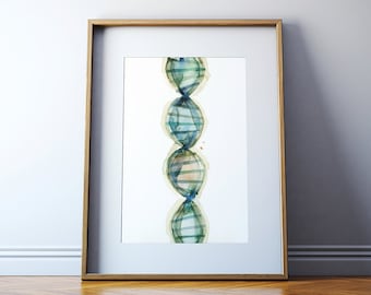 DNA Aquarell Druck - Genetik Aquarell Kunstdruck - Genetiker Kunst - Biologie Kunst - DNA Kunst