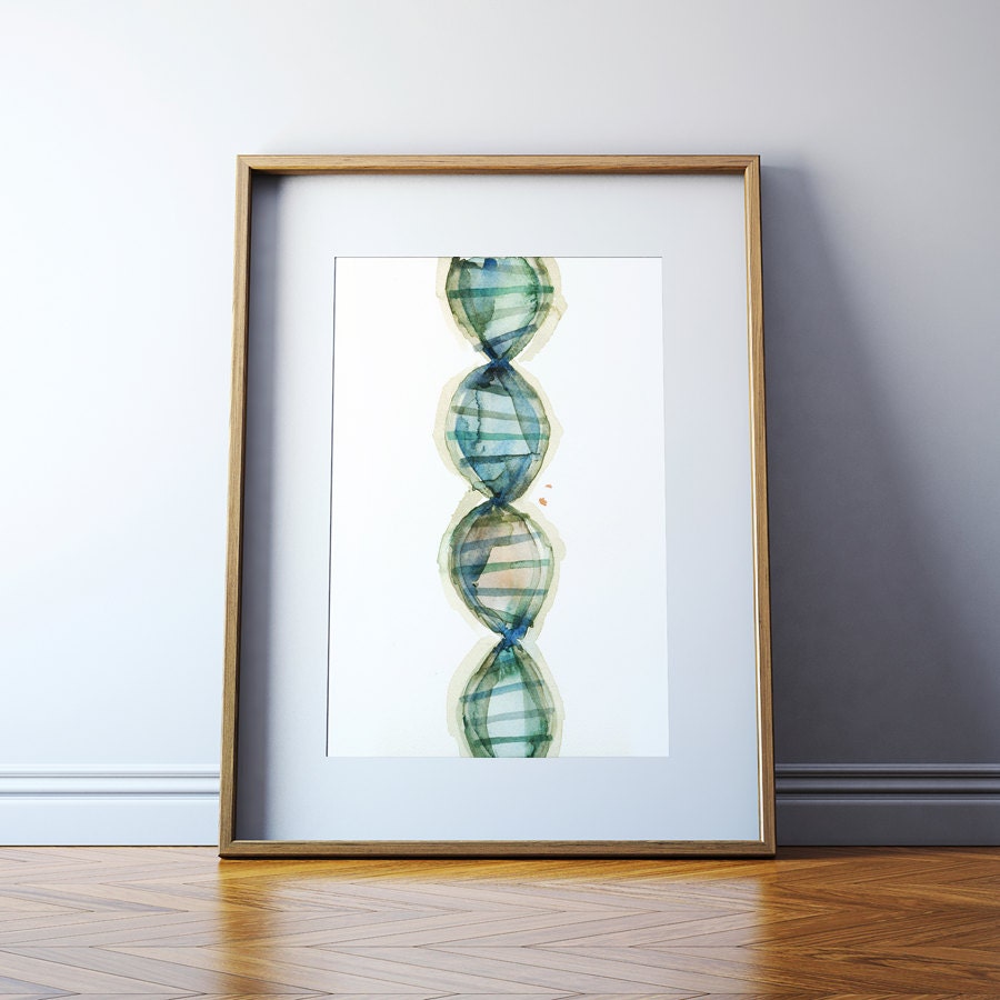 DNA Watercolor Print - Genetics Watercolor Art Print - Geneticist Art ...