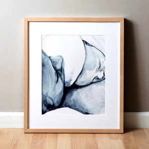 Skin to Skin Watercolor Print - Baby and Mother Painting - Mother Art - Pediatric Art - New Baby Mom Gift