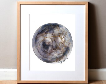 Gray Retina Watercolor Print - Optometry Art - Abstract Eye Art - Eye Doctor Gift